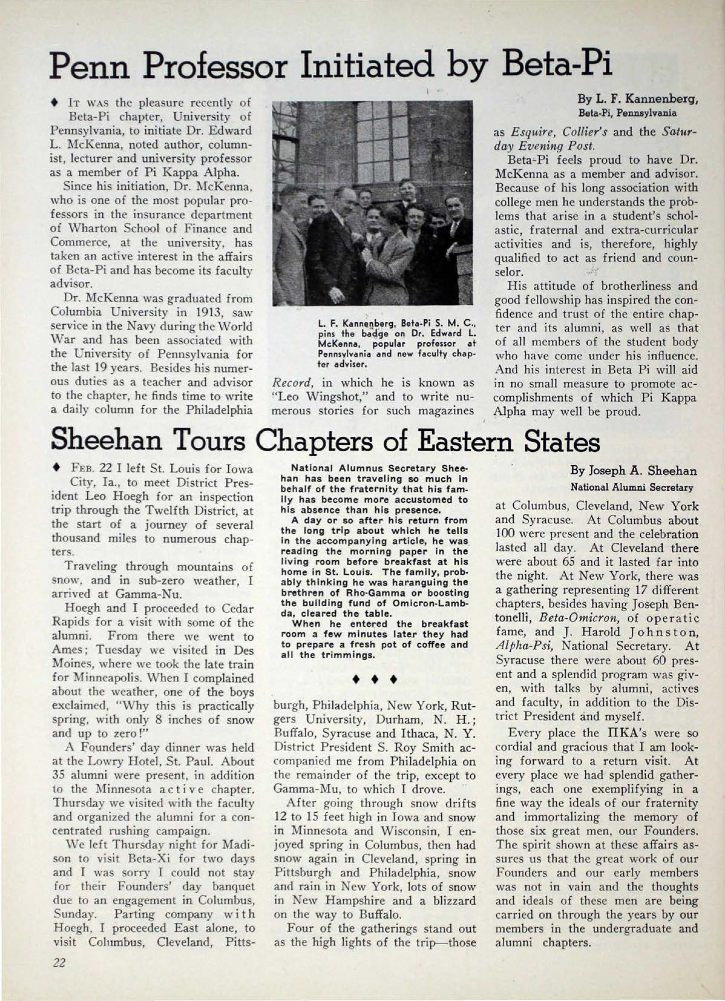 Penn Professor Initiated By Beta Pi